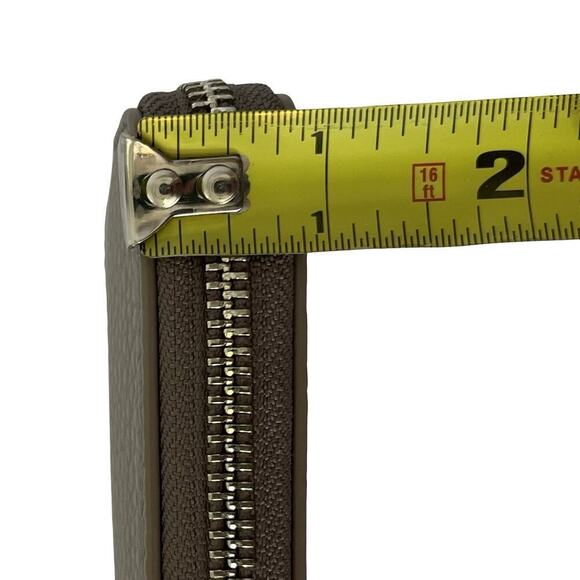 Tory Burch Large Zip Around Continental Pebbled Leather Wallet in Gray Gold Logo - Picture 7 of 9